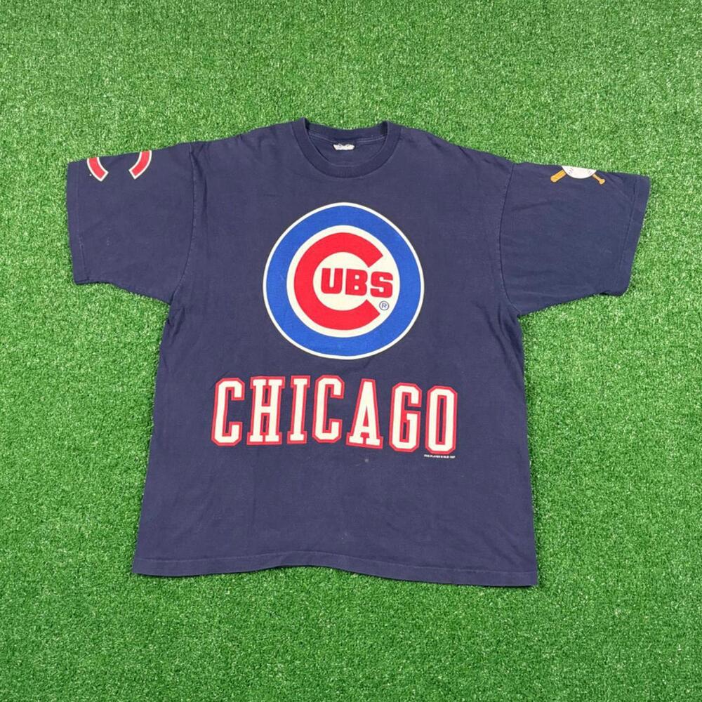 Vintage 90s Pro Player Chicago Cubs AOP blue t shirt single stitch made in usa